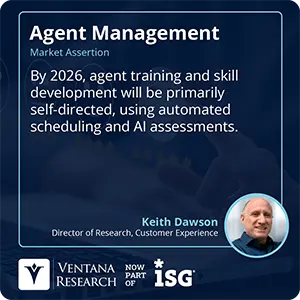 By 2026, agent training and skill development will be primarily self-directed, using automated scheduling and AI assessments.