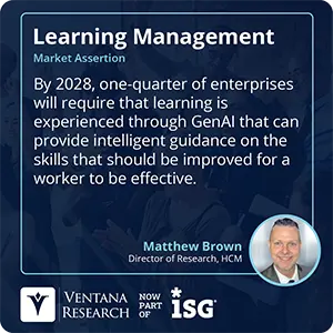 By 2028, one-quarter of enterprises will require that learning is experienced through GenAI that can provide intelligent guidance on the skills that should be improved for a worker to be effective.